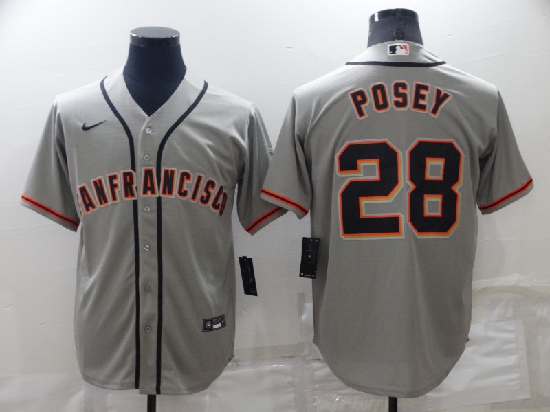 Men's San Francisco Giants Buster Posey #28 Gray Baseball Jersey